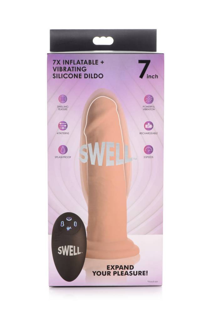 XR Brands - Swell 7X Inflatable Vibrating Silicone Dildo - 7 Inch - Stag Shop