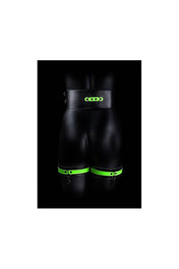 Thumbnail for Ouch by Shots Toys - Thigh Cuffs with Belt and Handcuffs - Glow in the Dark - Stag Shop