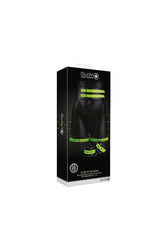 Ouch by Shots Toys - Thigh Cuffs with Belt and Handcuffs - Glow in the Dark - Stag Shop