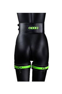 Thumbnail for Ouch by Shots Toys - Thigh Cuffs with Belt and Handcuffs - Glow in the Dark - Stag Shop