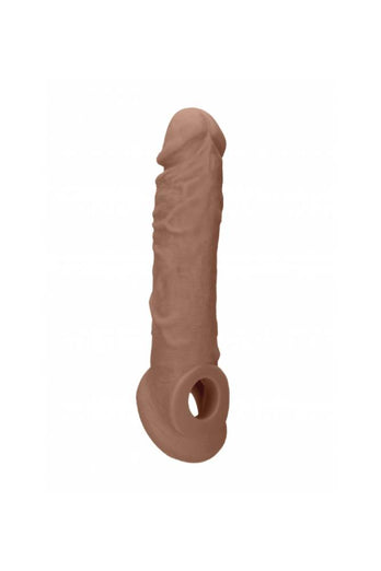 Shots Toys - RealRock - 8 Inch Penis Sleeve with Ball Strap - Tan - Stag Shop