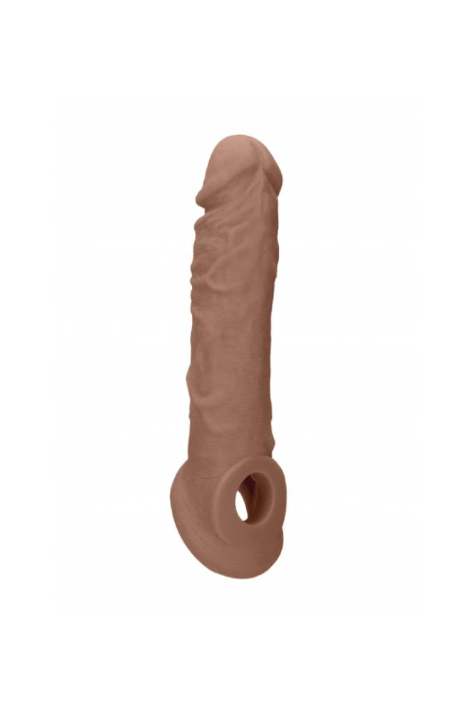Shots Toys - RealRock - 8 Inch Penis Sleeve with Ball Strap - Tan - Stag Shop