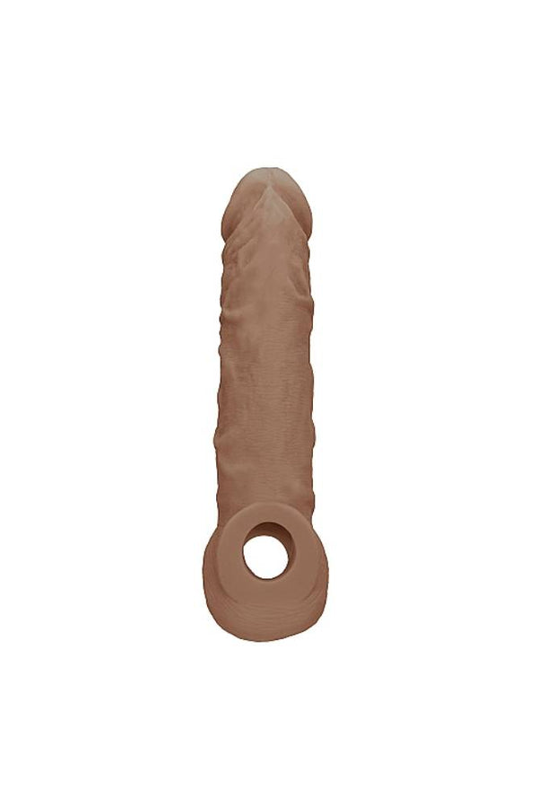 Shots Toys - RealRock - 8 Inch Penis Sleeve with Ball Strap - Tan - Stag Shop