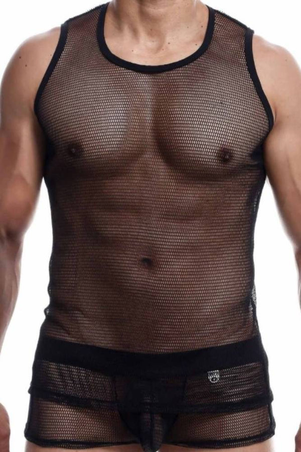MaleBasics - Fishnet Tank top - Black - Stag Shop