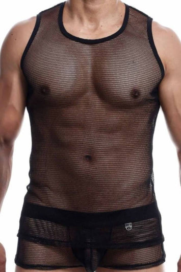 MaleBasics - Fishnet Tank top - Black - Stag Shop