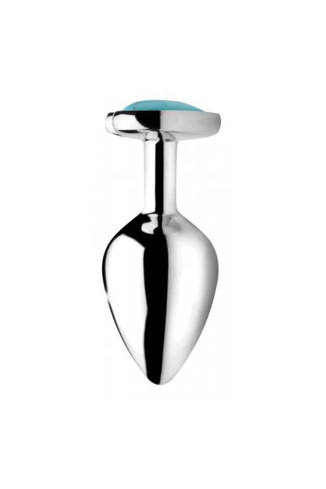 XR Brands - Booty Sparks - Turquoise Heart Shaped Butt Plug - Medium - Stag Shop