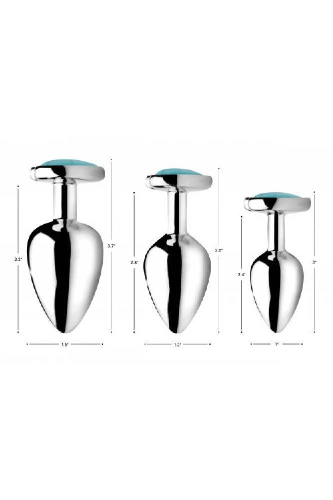 XR Brands - Booty Sparks - Turquoise Heart Shaped Butt Plug - Medium - Stag Shop