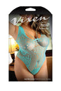 Fantasy Lingerie - V762Q - Just Because Stretch Lace Teddy - Aqua - Queen Size - Stag Shop