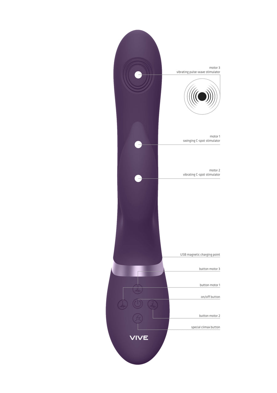 Shots Toys - VIVE - Aimi - Pulse Wave & Vibrating G-Spot Rabbit - Purple - Stag Shop