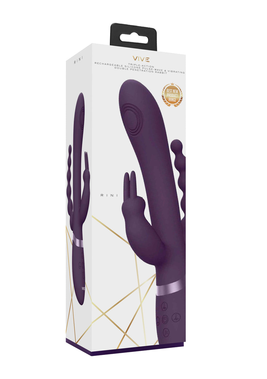 Shots Toys - VIVE - Rini Pulse Wave & Double Penetration Rabbit Vibrator - Purple - Stag Shop