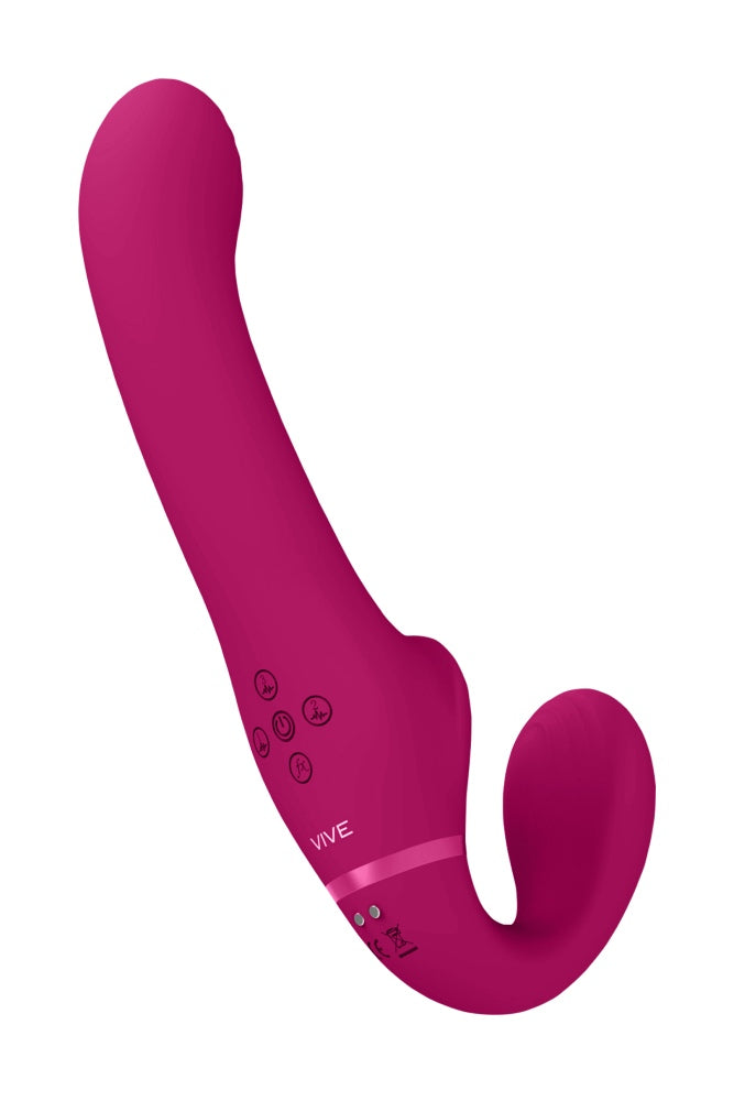 Shots Toys - VIVE - Ai Dual Vibrating & Air Wave Tickler Strapless Strap On - Pink - Stag Shop