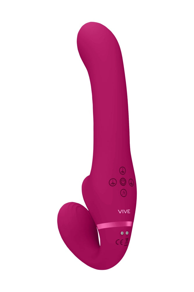 Shots Toys - VIVE - Ai Dual Vibrating & Air Wave Tickler Strapless Strap On - Pink - Stag Shop