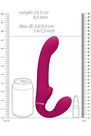 Shots Toys - VIVE - Ai Dual Vibrating & Air Wave Tickler Strapless Strap On - Pink - Stag Shop