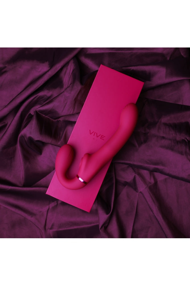 Shots Toys - VIVE - Ai Dual Vibrating & Air Wave Tickler Strapless Strap On - Pink - Stag Shop