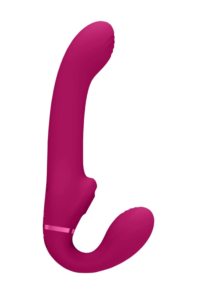 Shots Toys - VIVE - Ai Dual Vibrating & Air Wave Tickler Strapless Strap On - Pink - Stag Shop