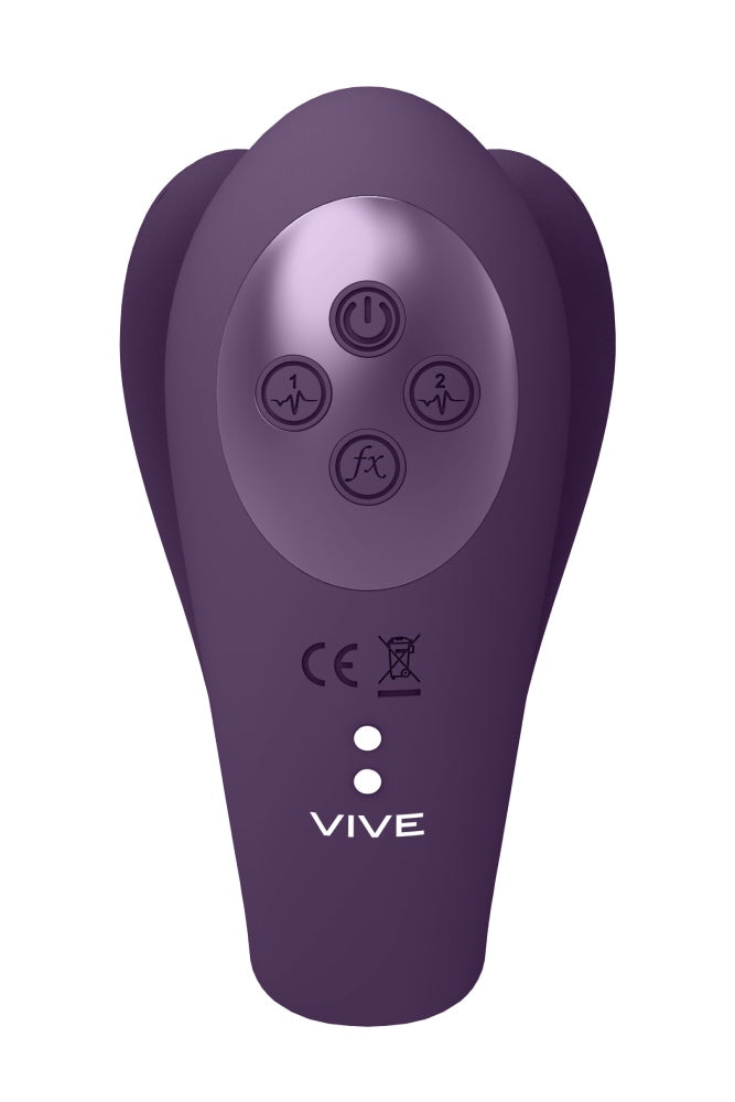 Shots Toys - VIVE - Yoko Dual Prong Vibrator with Clitoral Pulse Wave - Purple - Stag Shop