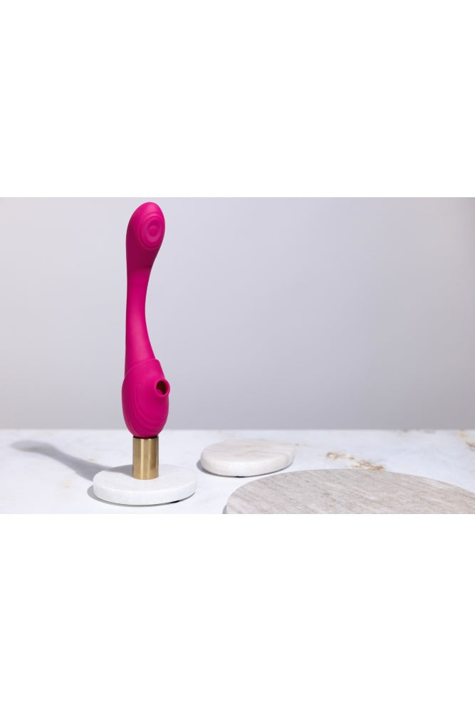Shots Toys - VIVE - Mirai  Double Ended Pulse Wave & Air Wave Bendable Vibrator - Pink - Stag Shop
