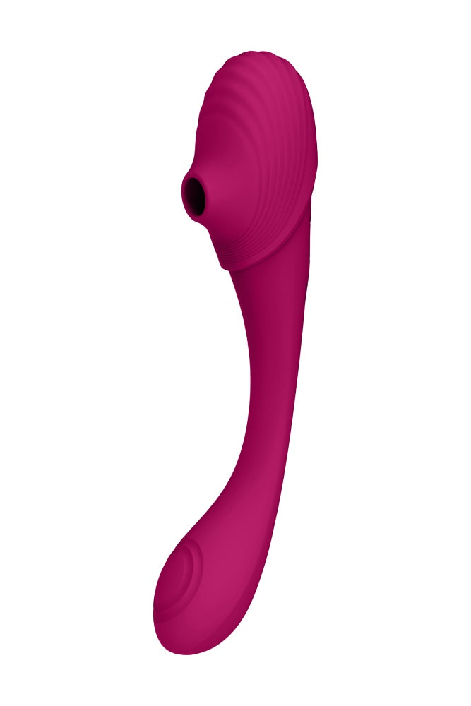 Shots Toys - VIVE - Mirai  Double Ended Pulse Wave & Air Wave Bendable Vibrator - Pink - Stag Shop