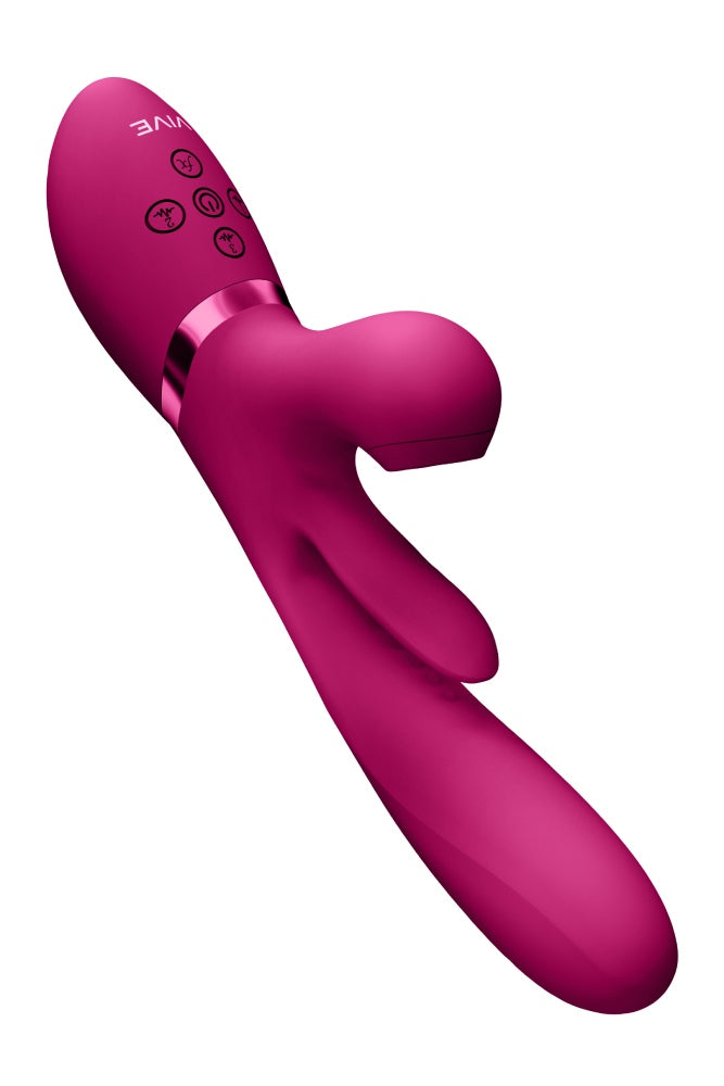 Shots Toys - VIVE - Ena Thrusting Vibrator with Flapping Tongue & Air Wave Stimulator - Pink - Stag Shop