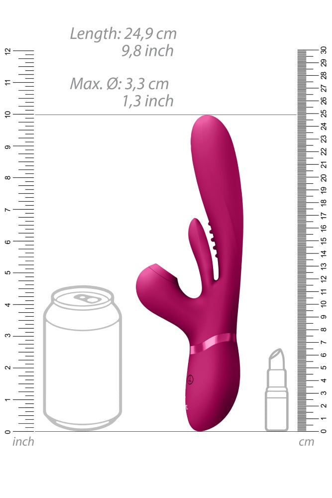 Shots Toys - VIVE - Ena Thrusting Vibrator with Flapping Tongue & Air Wave Stimulator - Pink - Stag Shop
