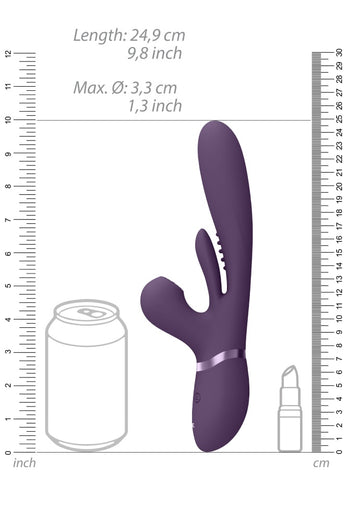 Shots Toys - VIVE - Kura Thrusting Vibrator with Flapping Tongue & Air Wave Stimulator - Purple - Stag Shop