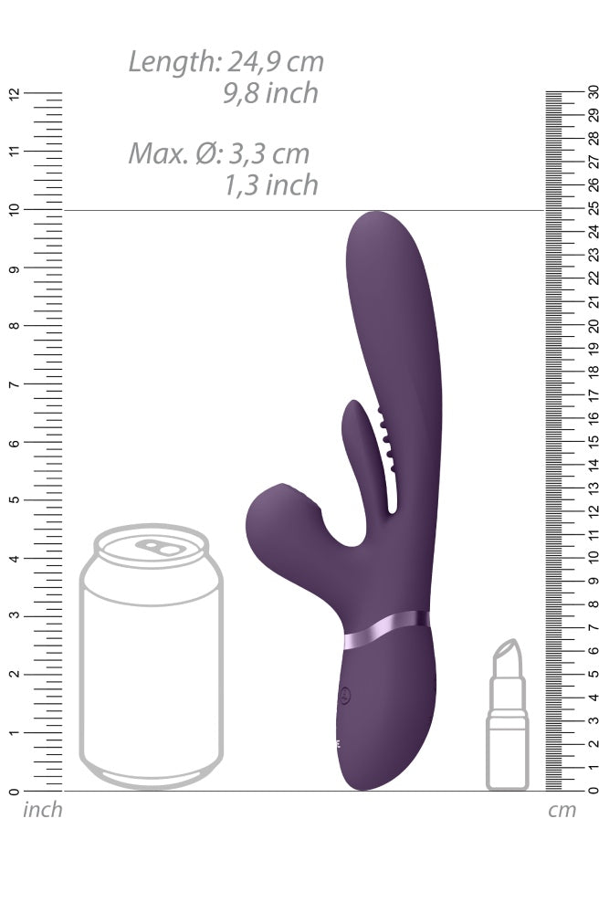 Shots Toys - VIVE - Kura Thrusting Vibrator with Flapping Tongue & Air Wave Stimulator - Purple - Stag Shop