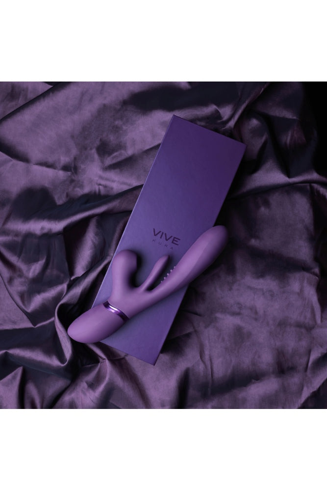 Shots Toys - VIVE - Kura Thrusting Vibrator with Flapping Tongue & Air Wave Stimulator - Purple - Stag Shop