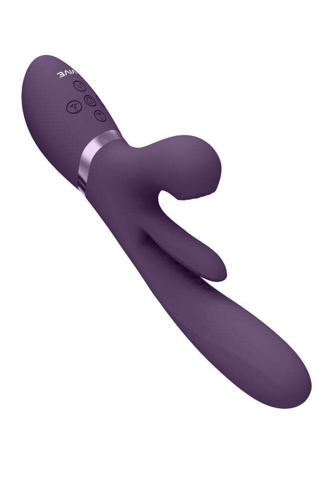 Shots Toys - VIVE - Kura Thrusting Vibrator with Flapping Tongue & Air Wave Stimulator - Purple - Stag Shop