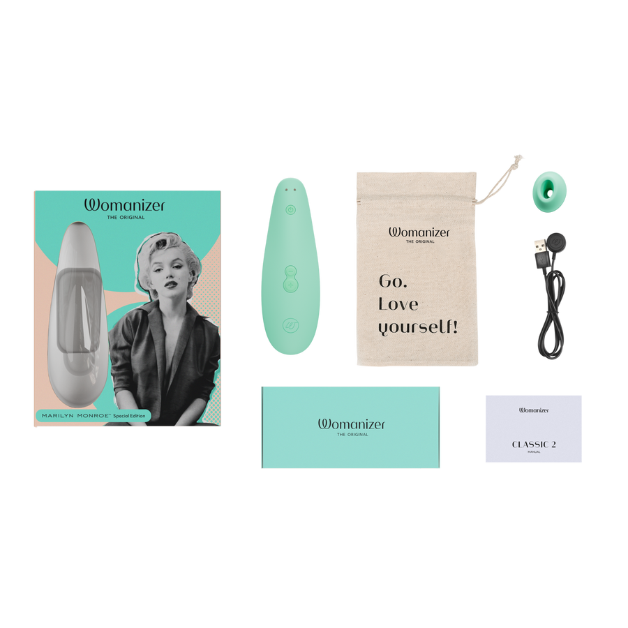 Womanizer - Marilyn Monroe x Womanizer Classic 2 Clitoral Stimulator - Mint Green - Stag Shop