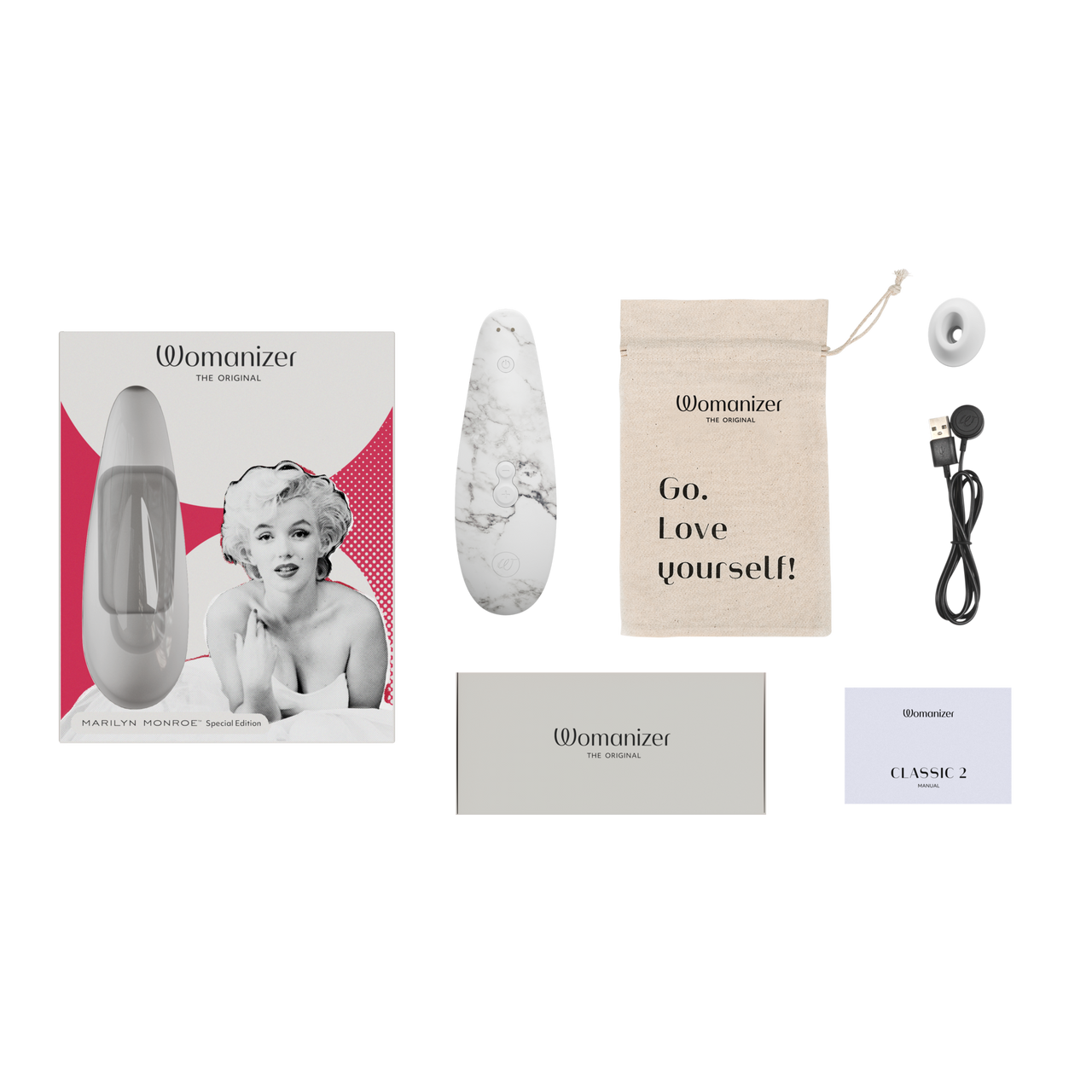 Womanizer - Marilyn Monroe x Womanizer Classic 2 Clitoral Stimulator - White - Stag Shop