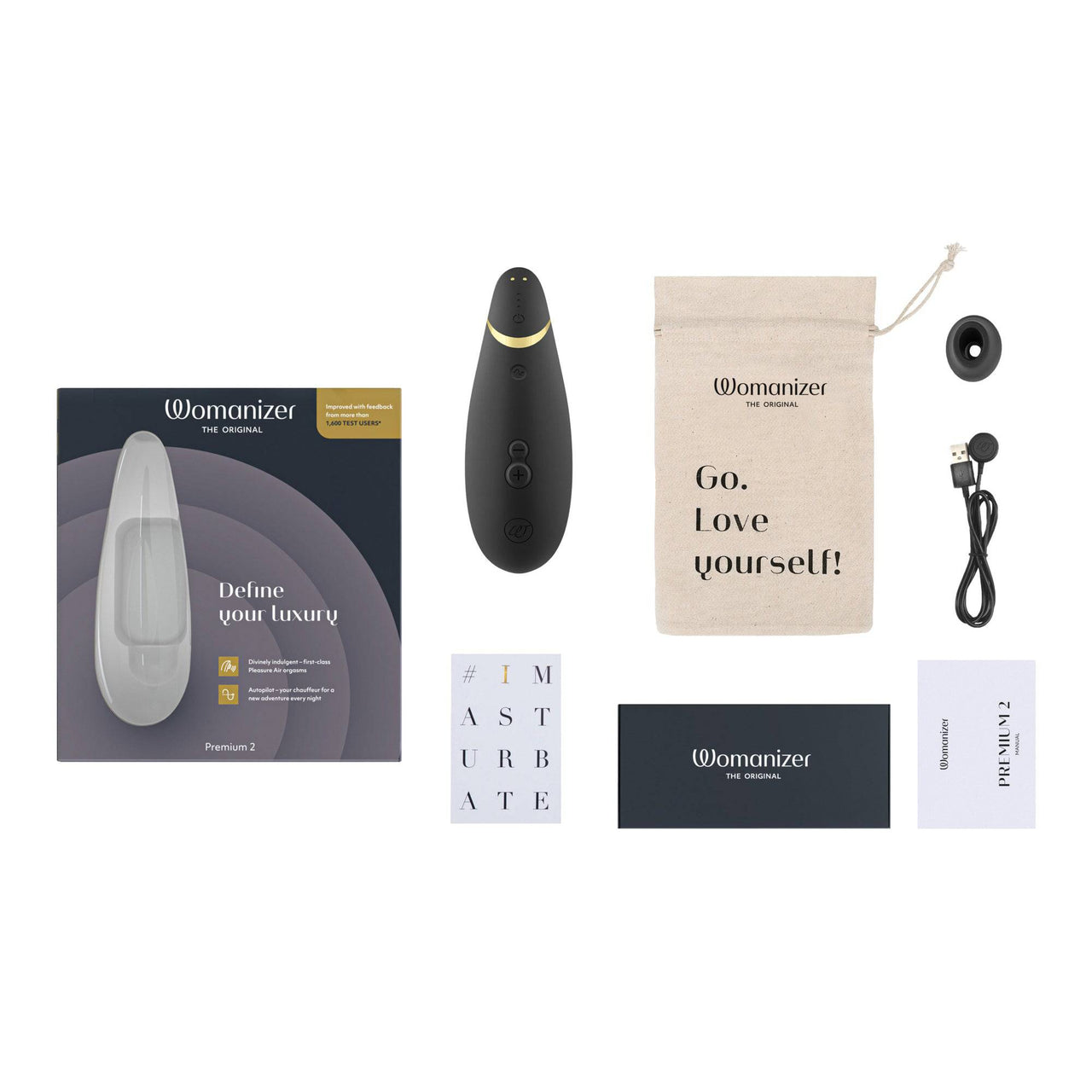 Womanizer - Premium 2 Clitoral Stimulator - Black - Stag Shop