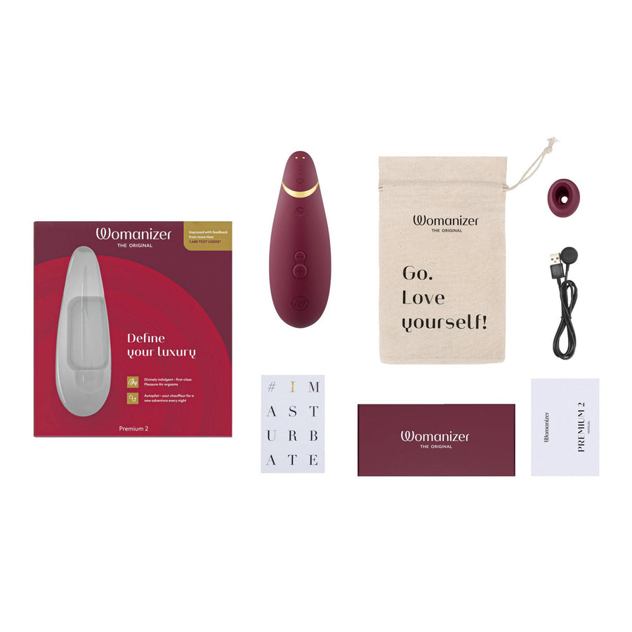 Womanizer - Premium 2 Clitoral Stimulator - Bordeaux - Stag Shop