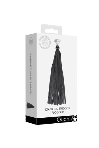Ouch by Shots Toys - Diamond Studded Whip - Black - Stag Shop