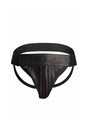 Ouch by Shots Toys - Premium Leather Zipper Front Jock Strap - Black - Stag Shop