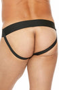 Ouch by Shots Toys - Premium Leather Zipper Front Jock Strap - Black - Stag Shop