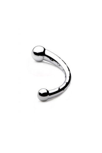 XR Brands - Master Series - Chrome Crescent Dual Ended Dildo - Silver - Stag Shop