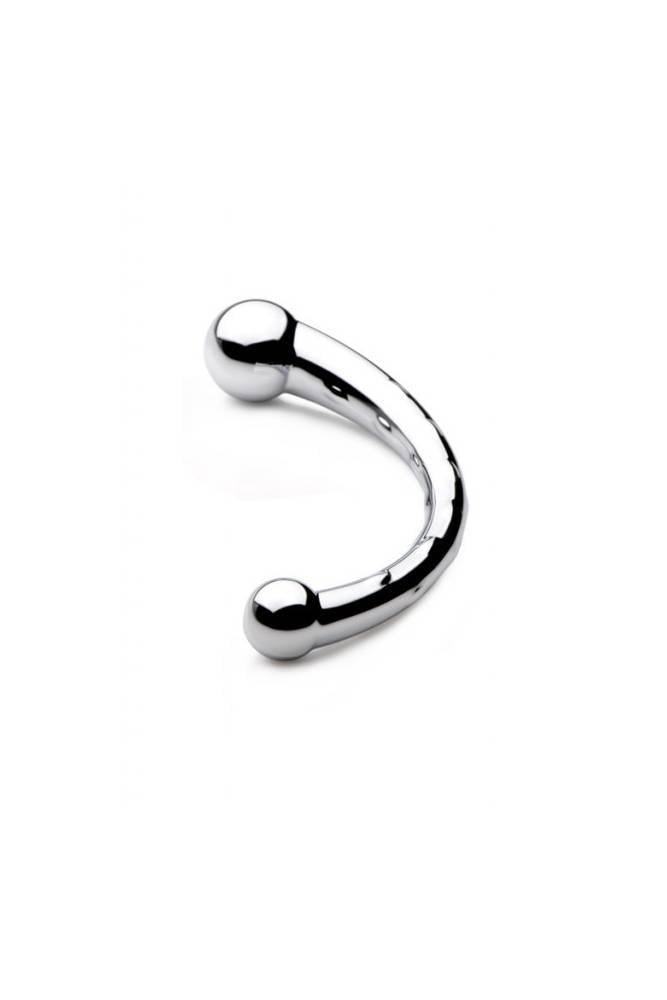XR Brands - Master Series - Chrome Crescent Dual Ended Dildo - Silver - Stag Shop