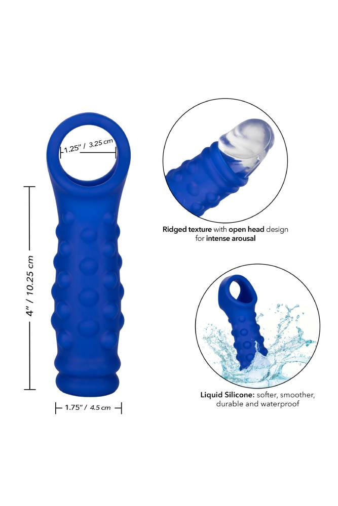 Cal Exotics - Admiral - Liquid Silicone Beaded Penis Extension - Blue - Stag Shop