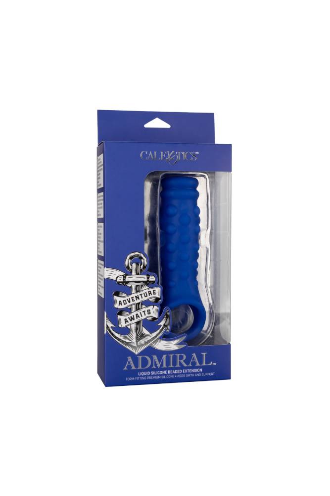 Cal Exotics - Admiral - Liquid Silicone Beaded Penis Extension - Blue - Stag Shop