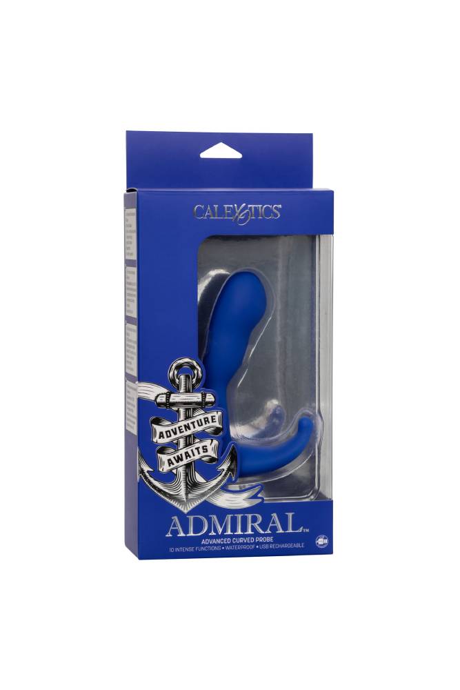 Cal Exotics - Admiral - Advanced Curved Vibrating Prostate Probe - Blue - Stag Shop