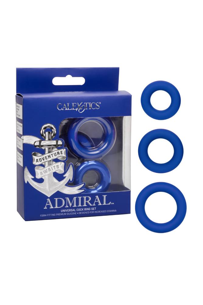 Cal Exotics - Admiral - Universal Cock Ring Set - Blue - Stag Shop