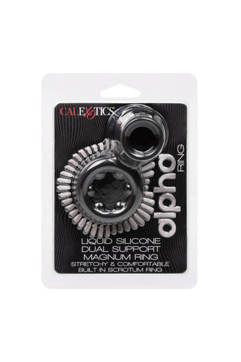 Cal Exotics - Alpha - Liquid Silicone Dual Magnum Ring - Black - Stag Shop