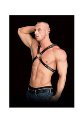Ouch by Shots Toys - Adonis High Halter Chest Harness - Black - Stag Shop