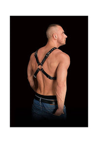 Thumbnail for Ouch by Shots Toys - Adonis High Halter Chest Harness - Black - Stag Shop