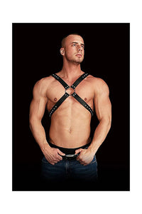 Thumbnail for Ouch by Shots Toys - Adonis High Halter Chest Harness - Black - Stag Shop