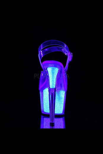 Pleaser USA - Adore 7 Inch UV Glow Stiletto Heel w/ Ankle Strap - Silver - Stag Shop