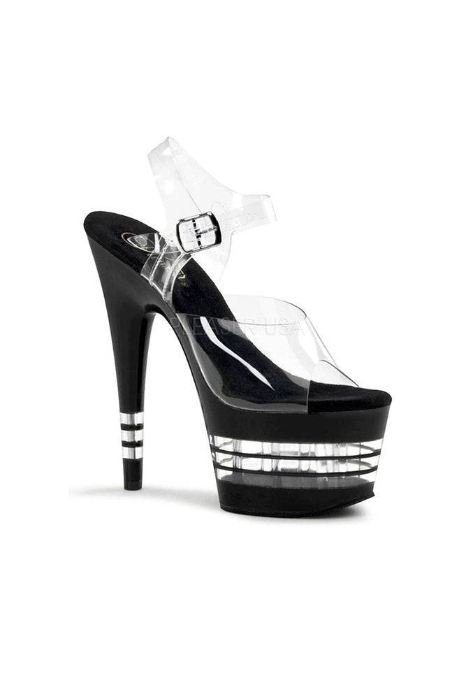 Pleaser USA - Adore 7 Inch Stiletto Heel with Ankle Strap - Black/Clear - Stag Shop