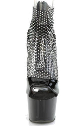 Pleaser USA - Adore 7 Inch Heel with Ankle Strap and Rhinestone Mesh - Black - Stag Shop