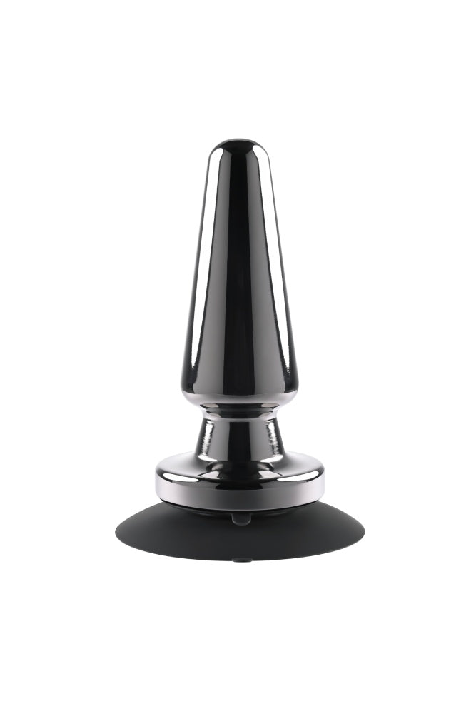 Evolved - Advanced Metal Vibrating Plug with Suction Cup Base - Black - Stag Shop