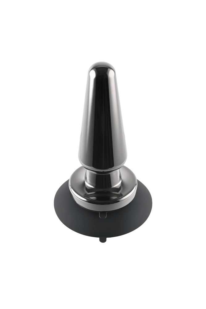 Evolved - Advanced Metal Vibrating Plug with Suction Cup Base - Black - Stag Shop